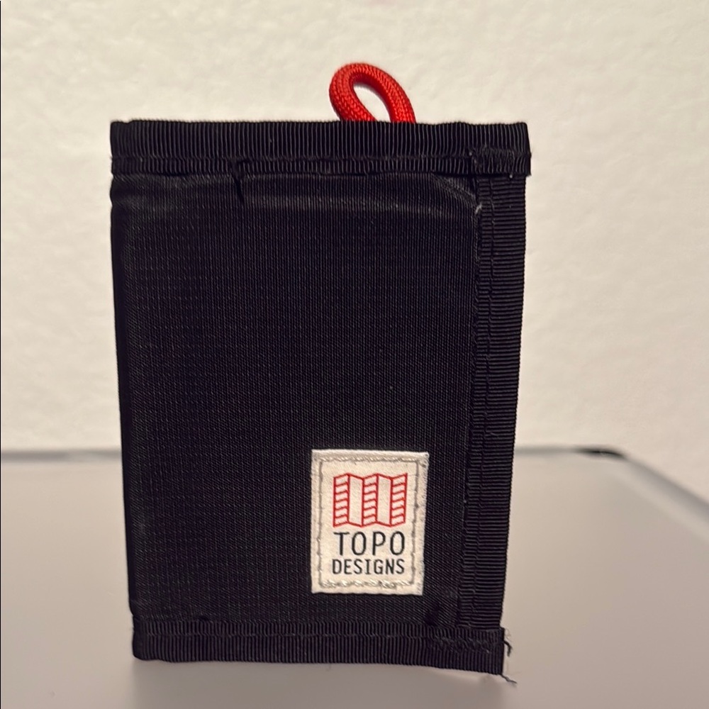 Topo Designs Black Wallet with Red Accent